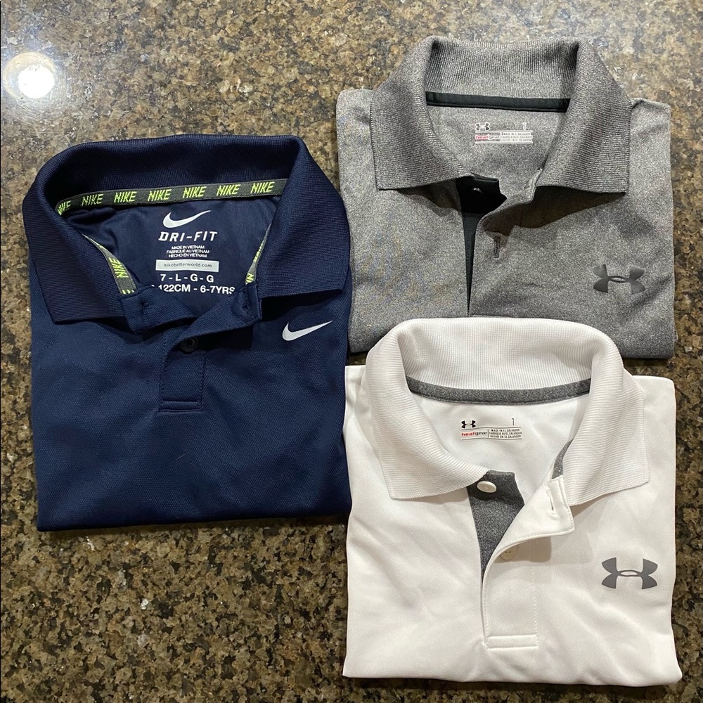 Bundle of 3: Nike(1) & Under Armour(2) Boys Shirts